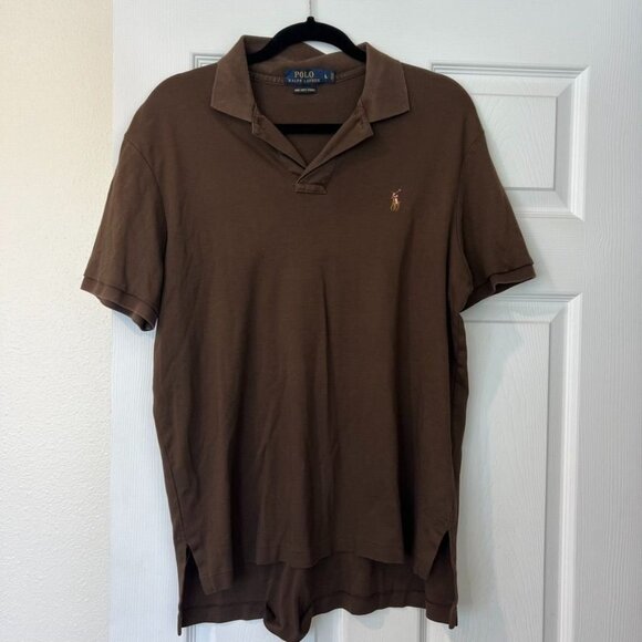 Polo Ralph Lauren Cotton Brown Polo Short Sleeve Shirt Size Large - Picture 3 of 6